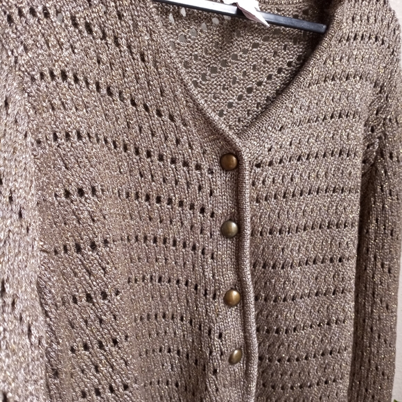 Chico's|Gold Brass Metallic Cardigan| Size 3 - Picture 2 of 5